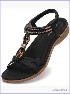 Women's Arch Support Sandals Elastic Ankle Strap Summer Walking Shoes